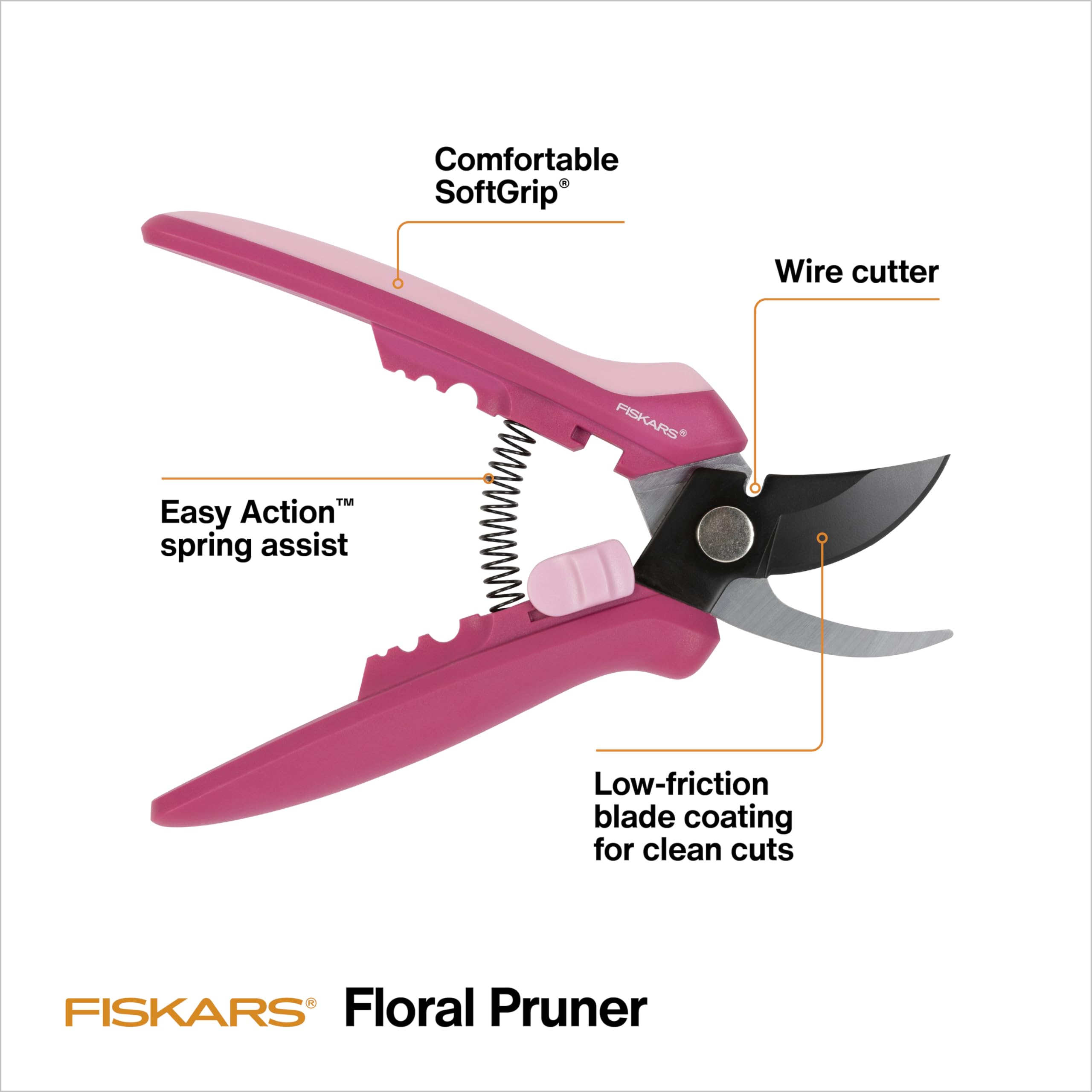 Fiskars Floral Pruner showing easy action spring reducing hand strain