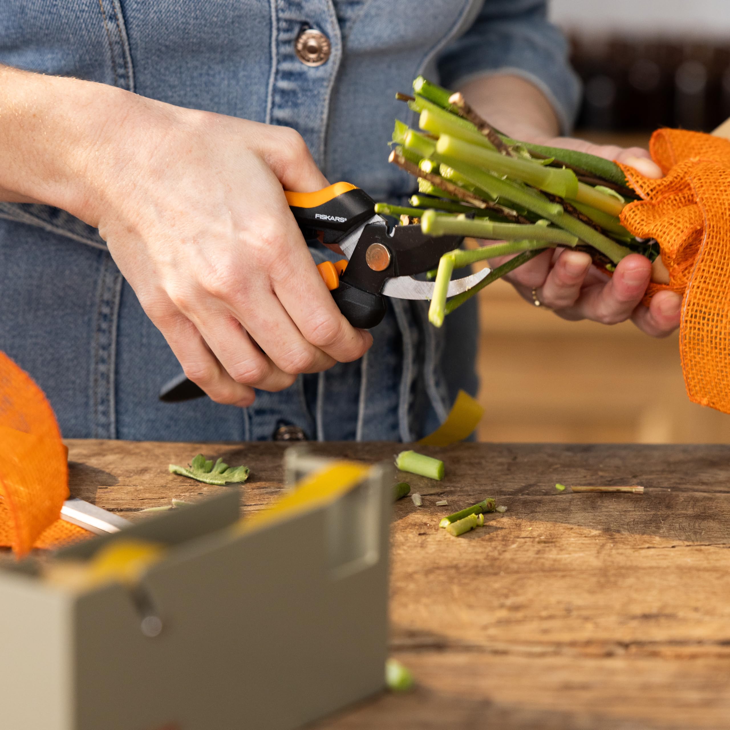 Fiskars Floral Pruner in-use among fresh-cut bouquets