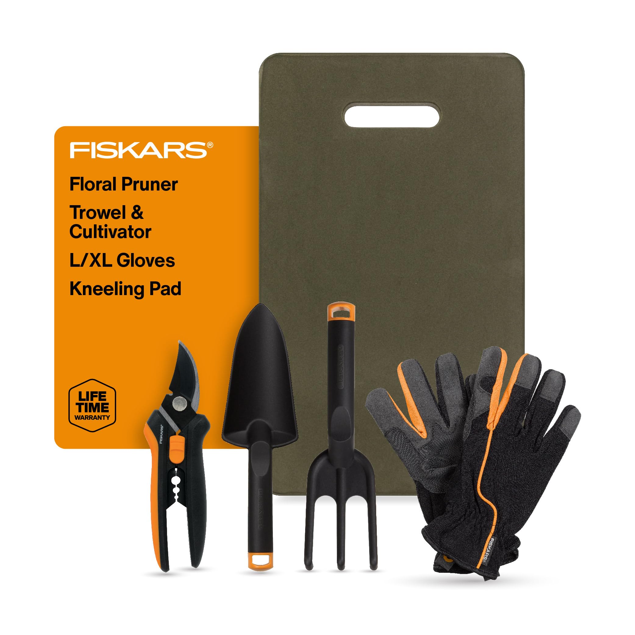 Fiskars floral pruner with Easy Action for smooth cuts and reduced effort.