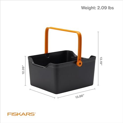 Fiskars Garden Tool Caddy durable recycled resin body resists rust and wear.