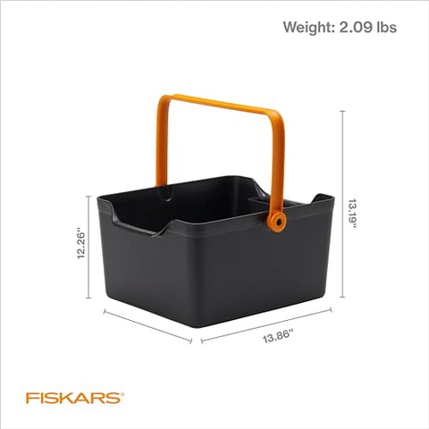 Fiskars Garden Tool Caddy durable recycled resin body resists rust and wear.