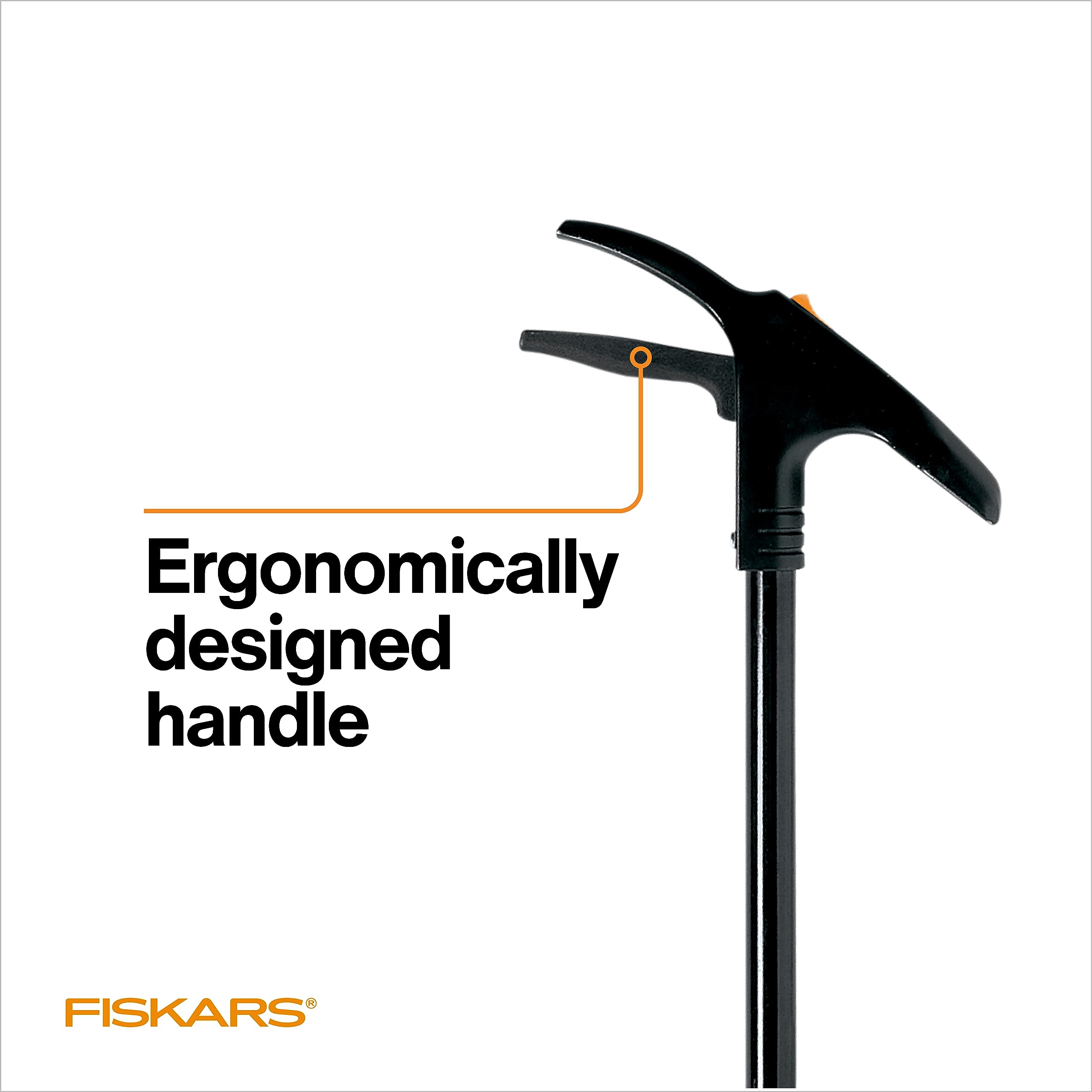Fiskars rotating head adjusts angle for tight spaces.