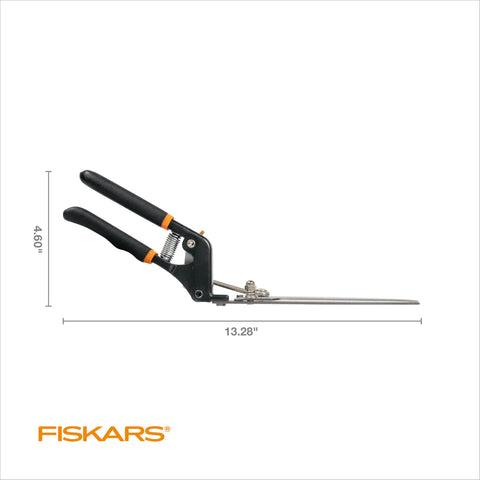 Fiskars grass shears safety lock shows secure storage and transport.