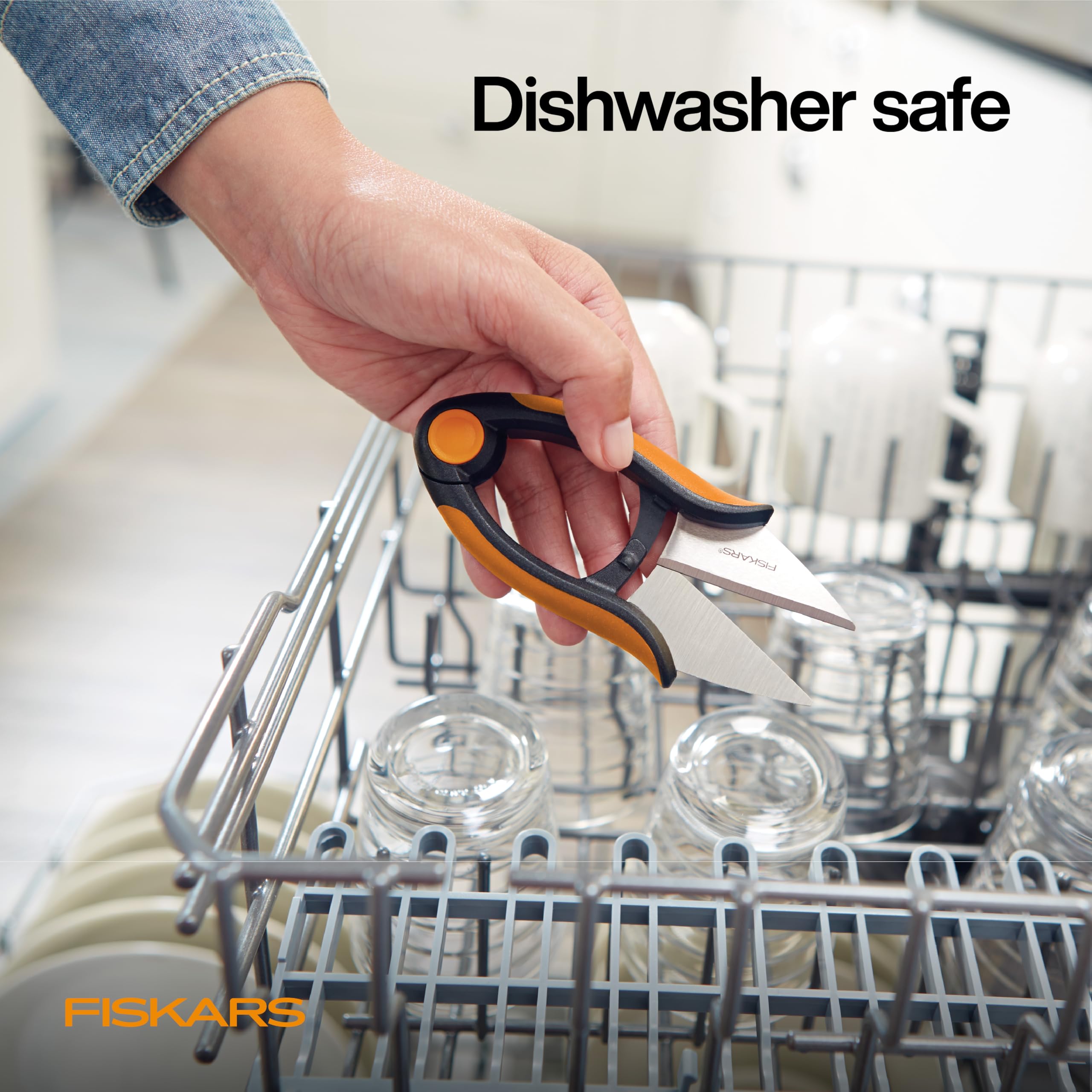Fiskars herb snips dishwasher-safe for easy cleaning after harvest