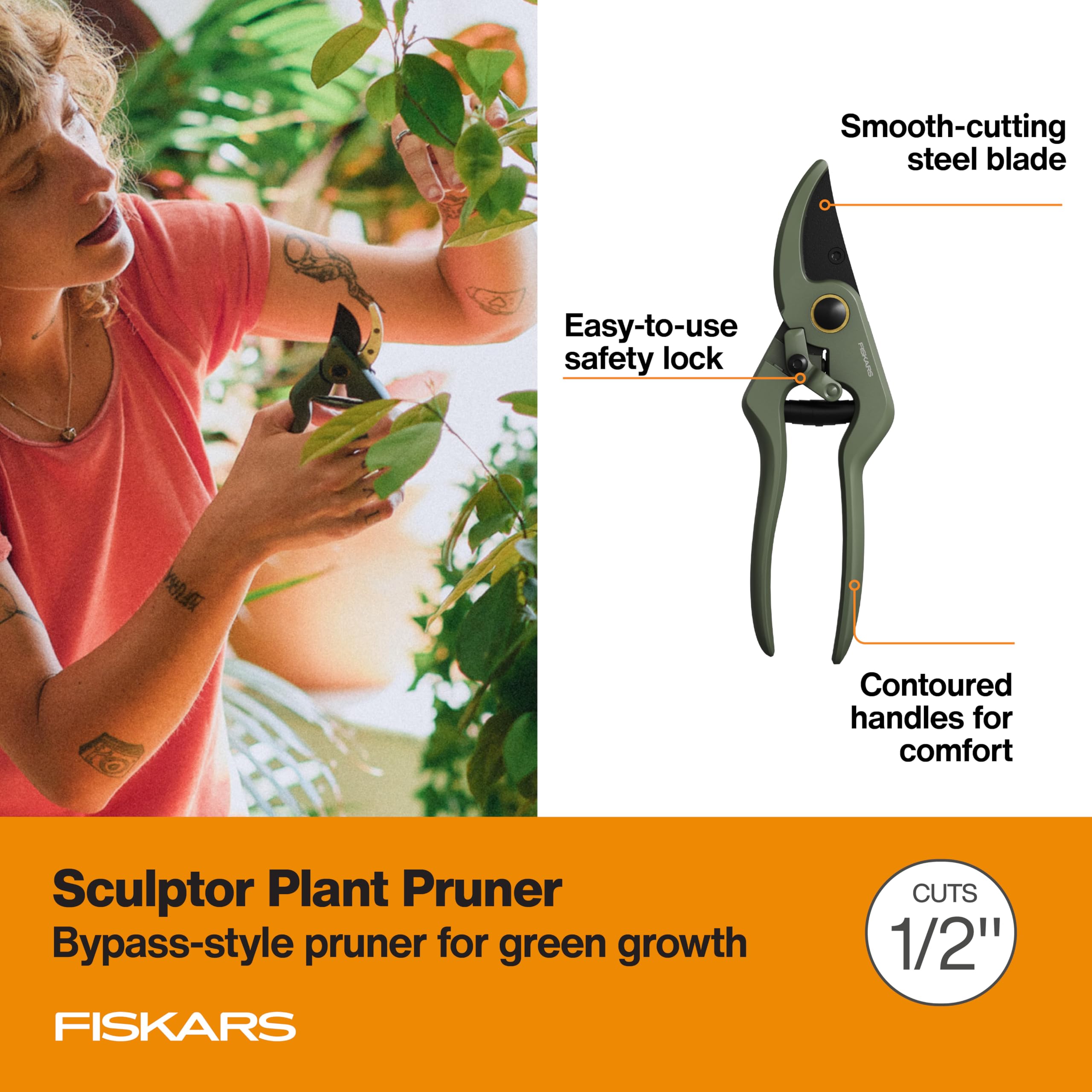 Fiskars stainless steel blades stay sharp for lasting performance.