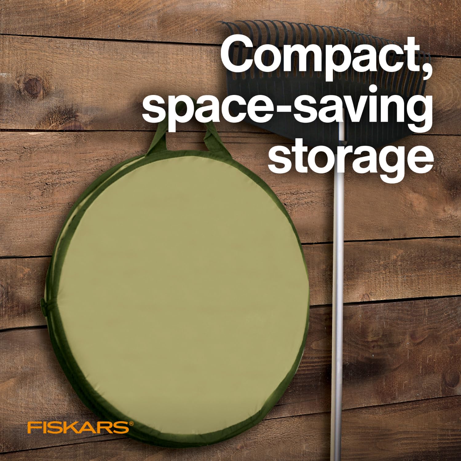 Fiskars Kangaroo bag shows 10-gallon capacity for yard waste