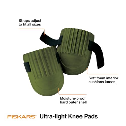 Fiskars knee pads feature adjustable straps for a snug fit.