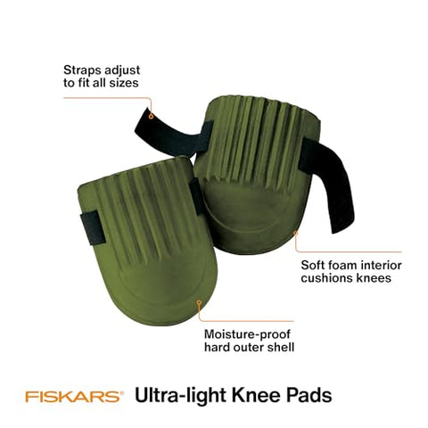 Fiskars knee pads feature adjustable straps for a snug fit.