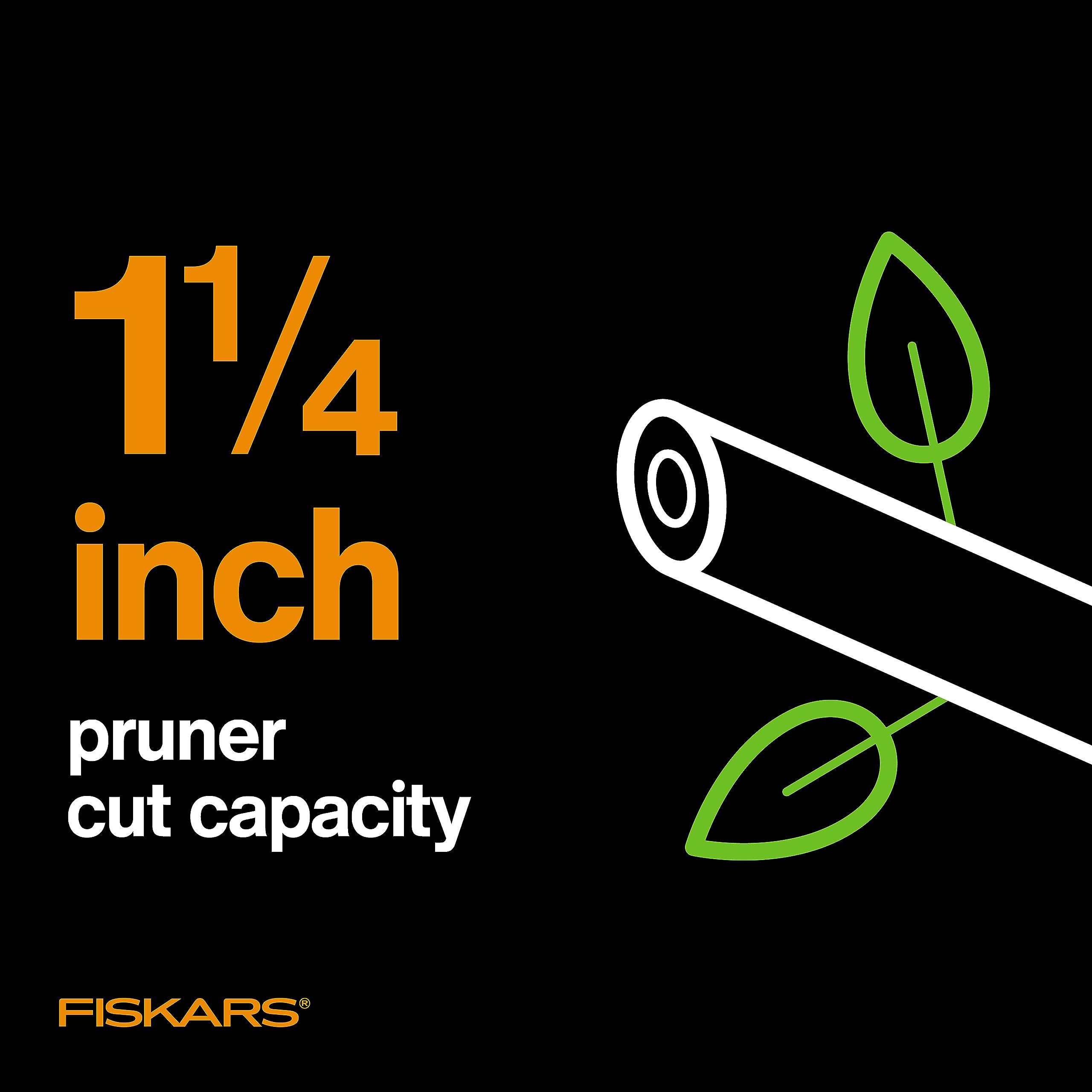 Fiskars lightweight aluminum pole minimizes fatigue during long pruning sessions.