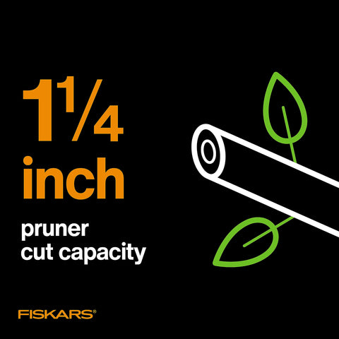 Fiskars lightweight aluminum pole minimizes fatigue during long pruning sessions.