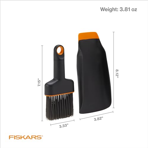 Fiskars Planting Soil Scoop & Brush Set soft bristles sweep messes easily