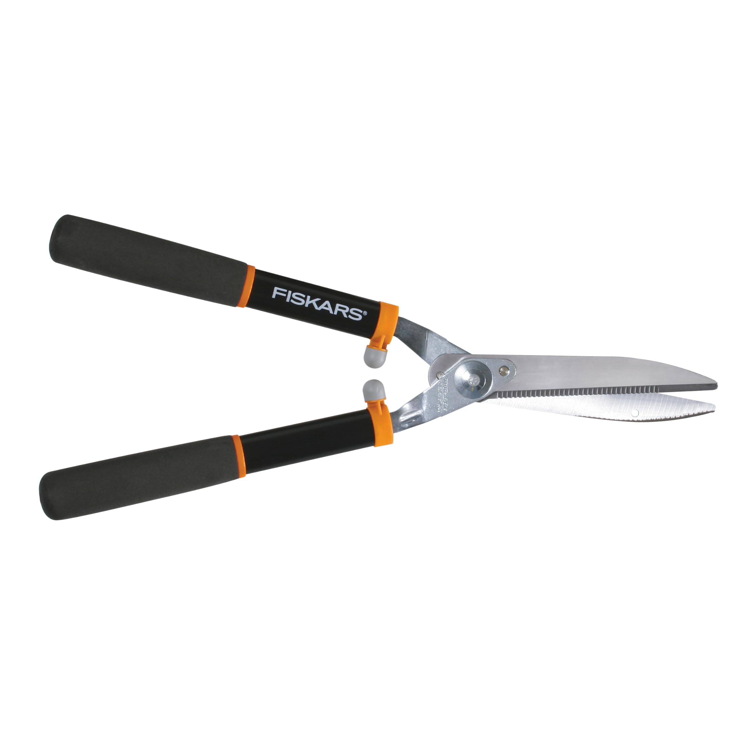 Fiskars Power Lever hedge shears with 8-inch blade for precise pruning.