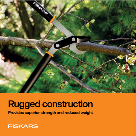 Fiskars PowerGear bypass lopper with FiberComp lightweight handles.
