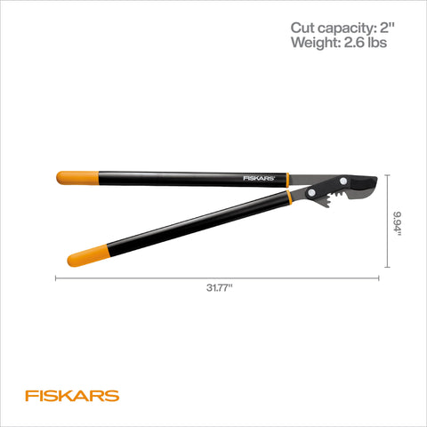 Fiskars PowerGear bypass lopper with lifetime warranty promise.
