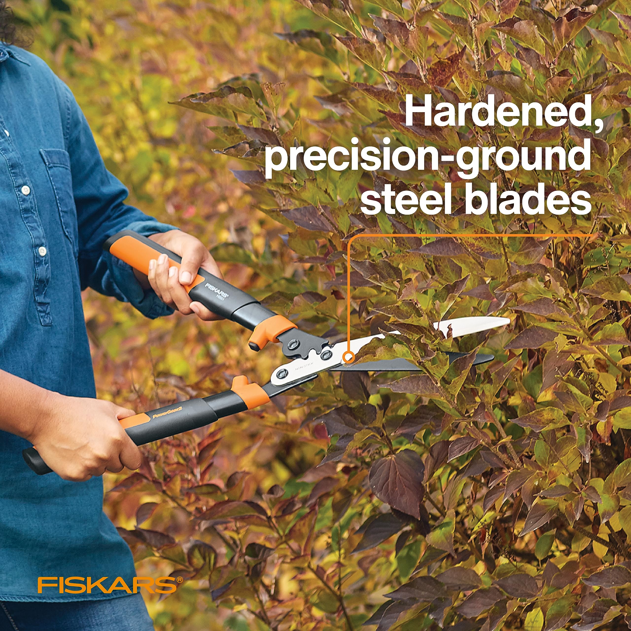 Durable hardened steel blades stay sharp for seasons