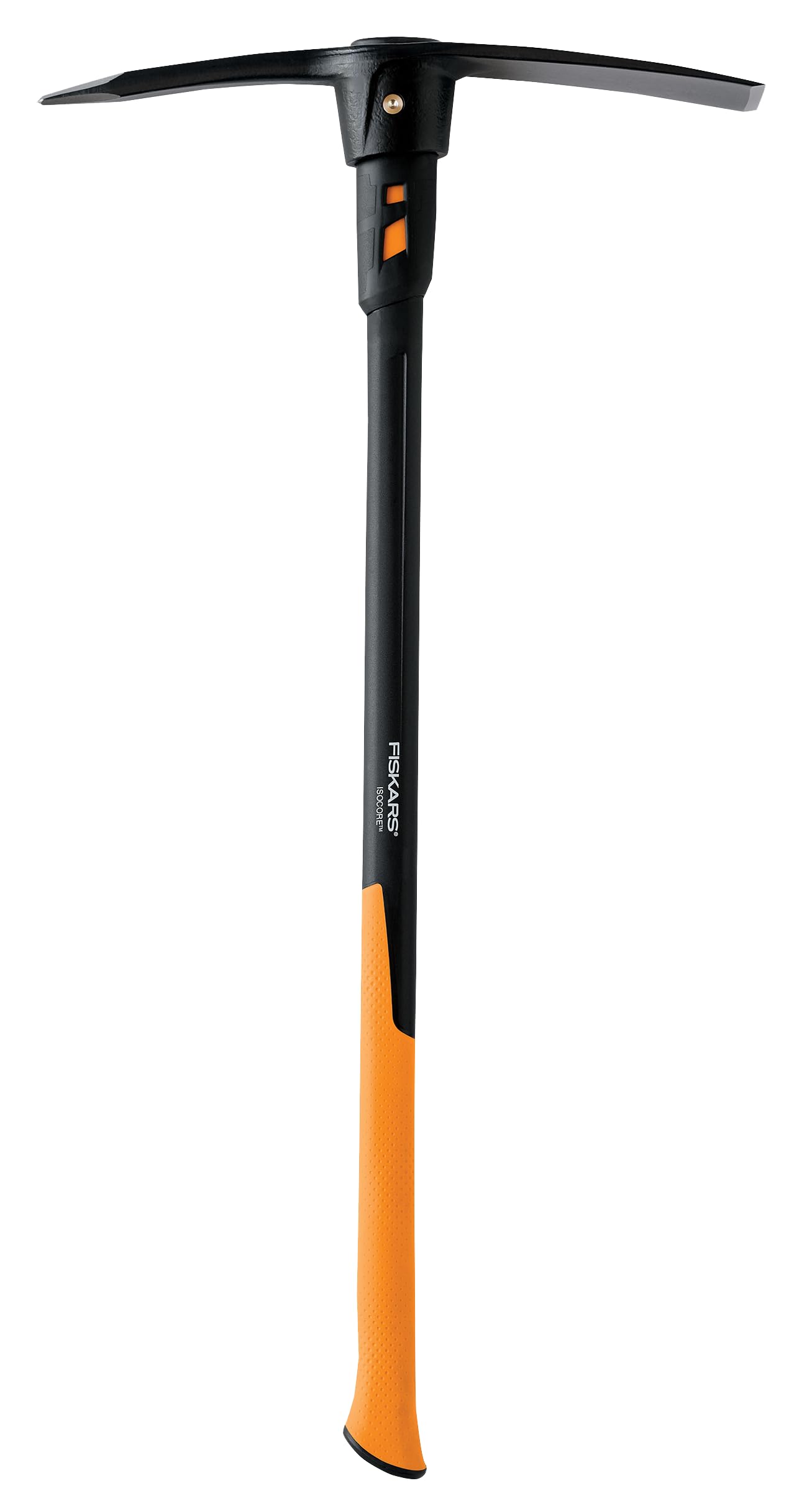 Fiskars Pro IsoCore dual-ended pickaxe and hoe with a pick head for tough digging