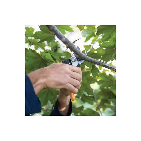 Fiskars Pro Pruner ready for daily use on shrubs and light branches.