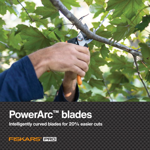 Fiskars Pro Pruner sharpenable blades stay sharp longer and are easy to replace.