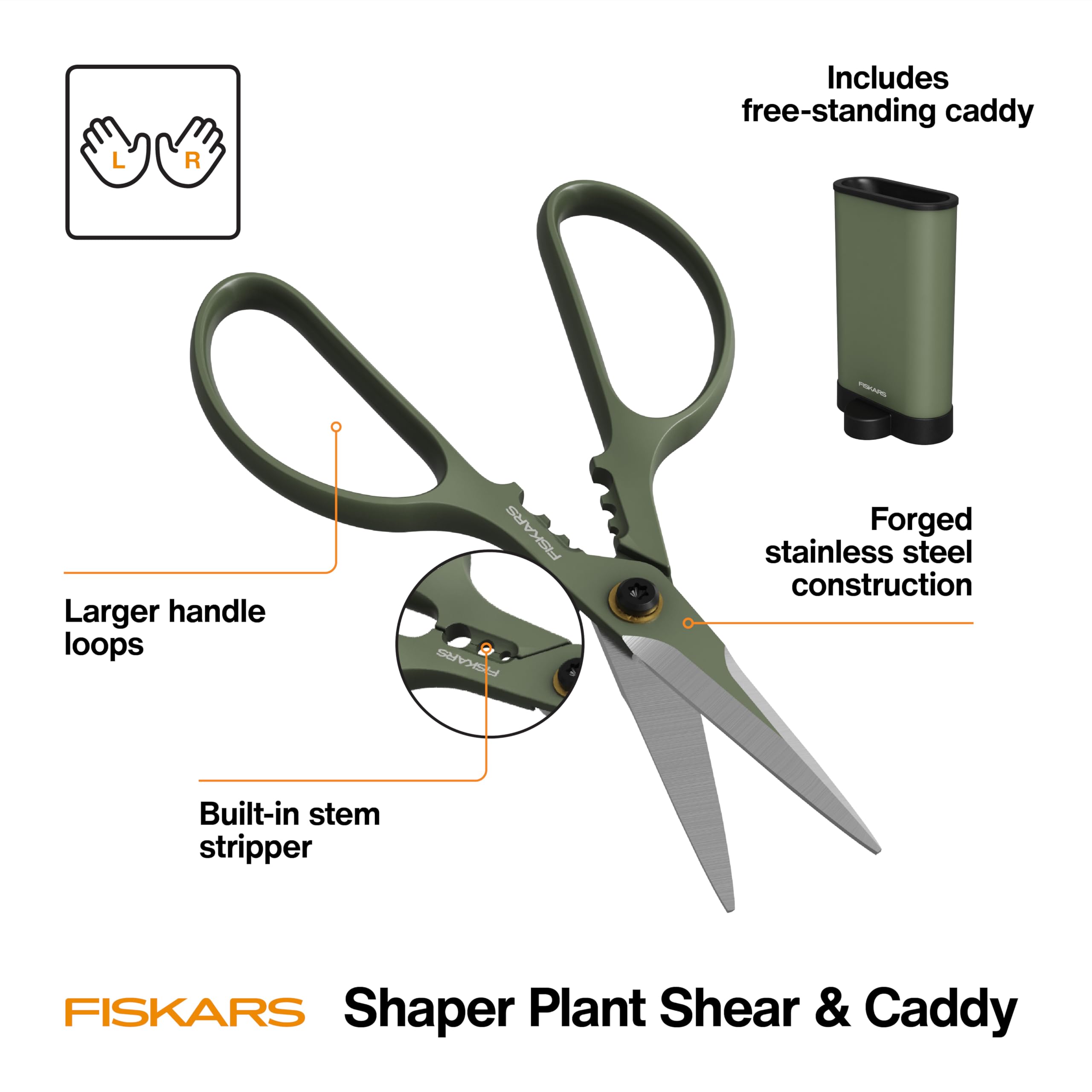 Fiskars Shaper Plant Shears ambidextrous-handles for comfortable use by both hands
