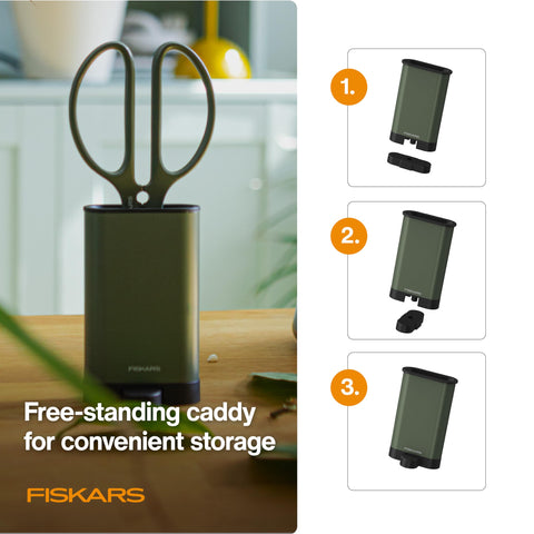 Fiskars Shaper Plant Shears storage-caddy keeps shears neatly organized in your greenery space