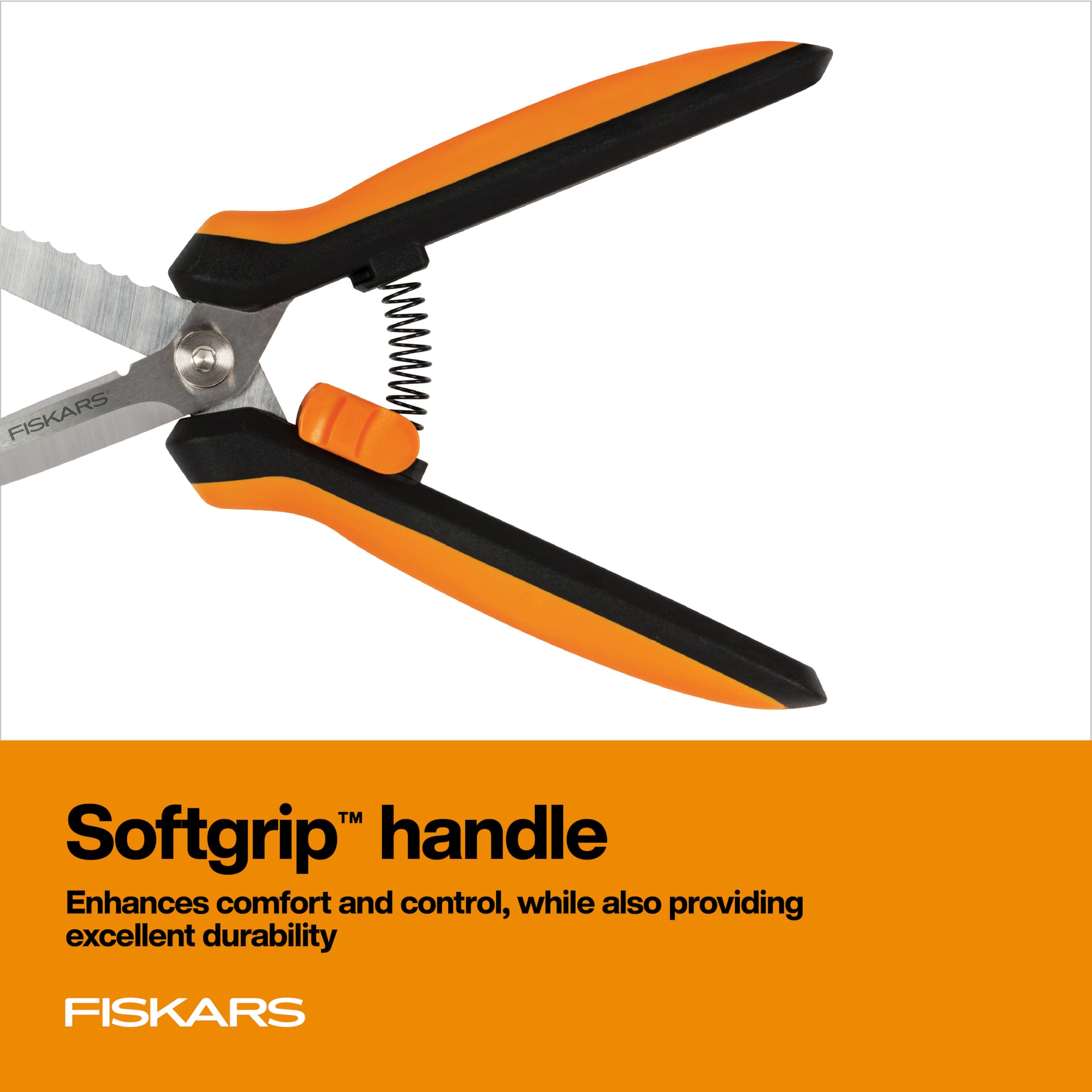 Fiskars sheath attached, ready for safe garden storage.