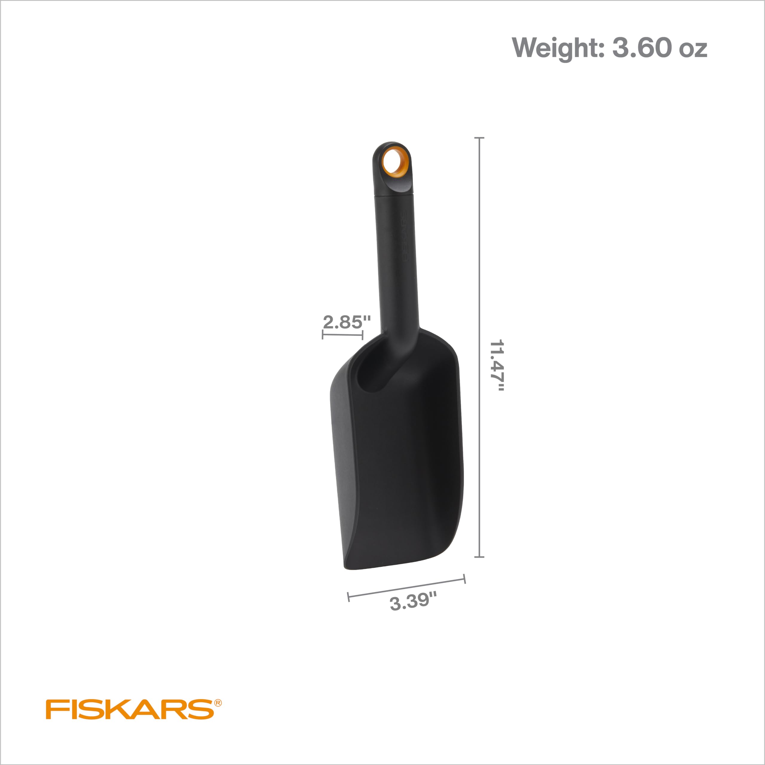 Fiskars soil scoop 1-5 cup capacity speeds filling medium planters.