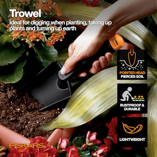 Fiskars serrated vegetable shears for clean cuts on thick stems.