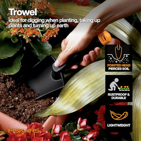 Fiskars serrated vegetable shears for clean cuts on thick stems.