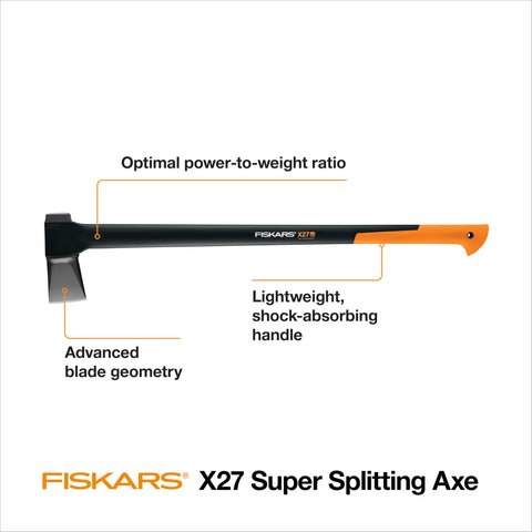 Protective sheath with the Fiskars X27 conveys safe storage and transport.