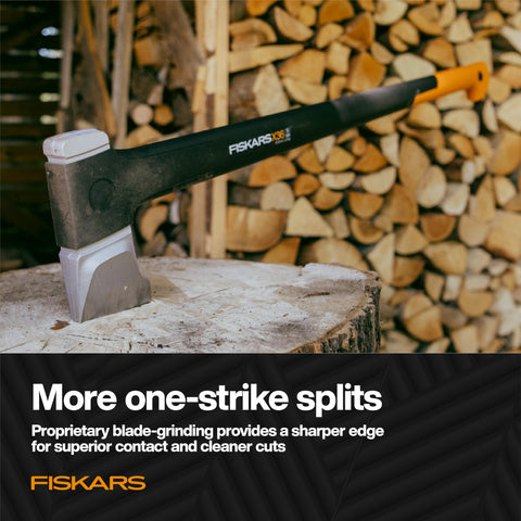 Fiskars X36 Super Splitting Axe included sheath protects blade and user during storage.