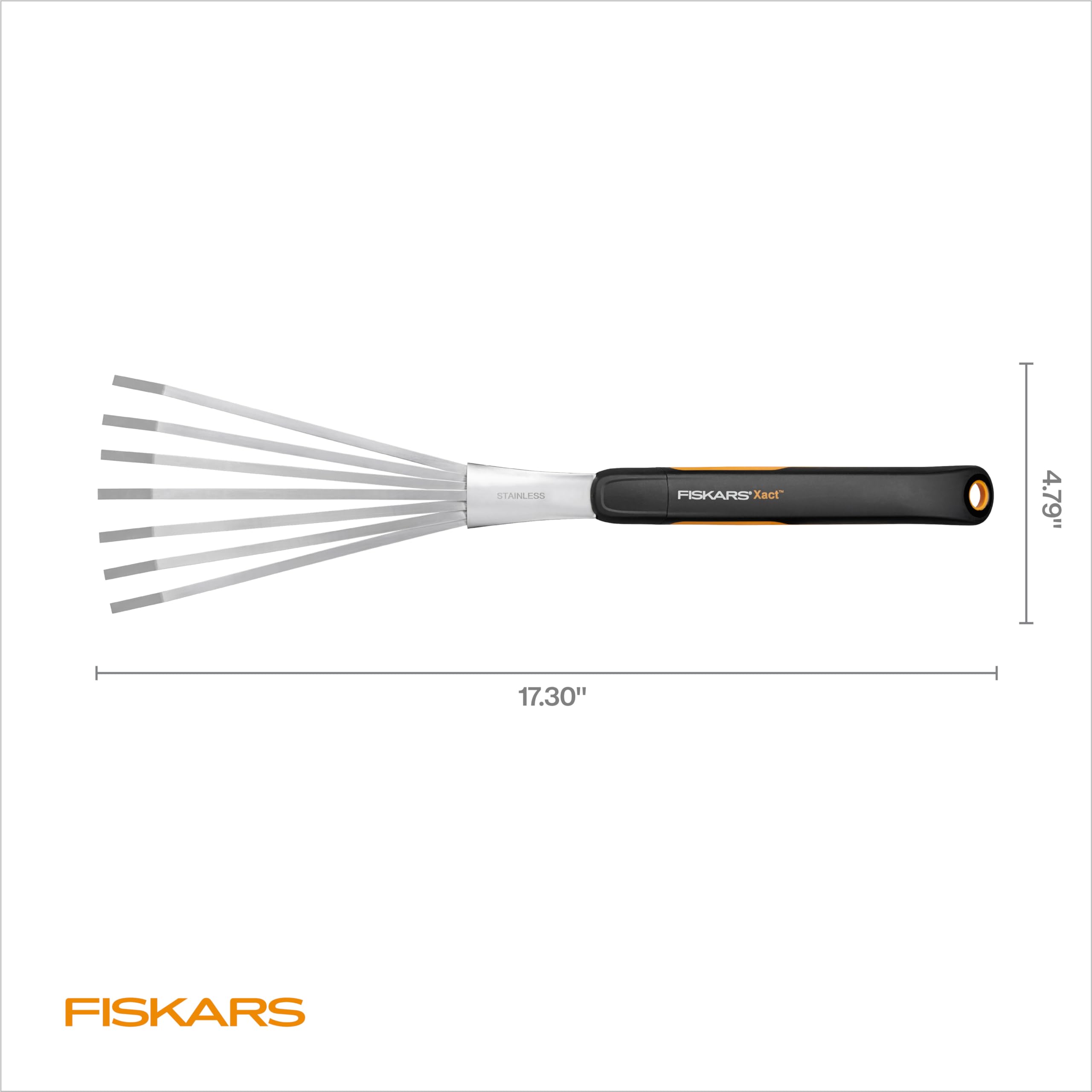 Fiskars Xact Hand Rake ergonomic, long-lasting tool for everyday garden tasks.
