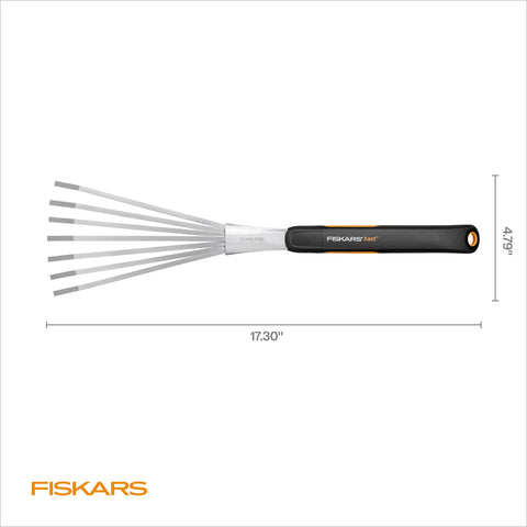 Fiskars Xact Hand Rake ergonomic, long-lasting tool for everyday garden tasks.
