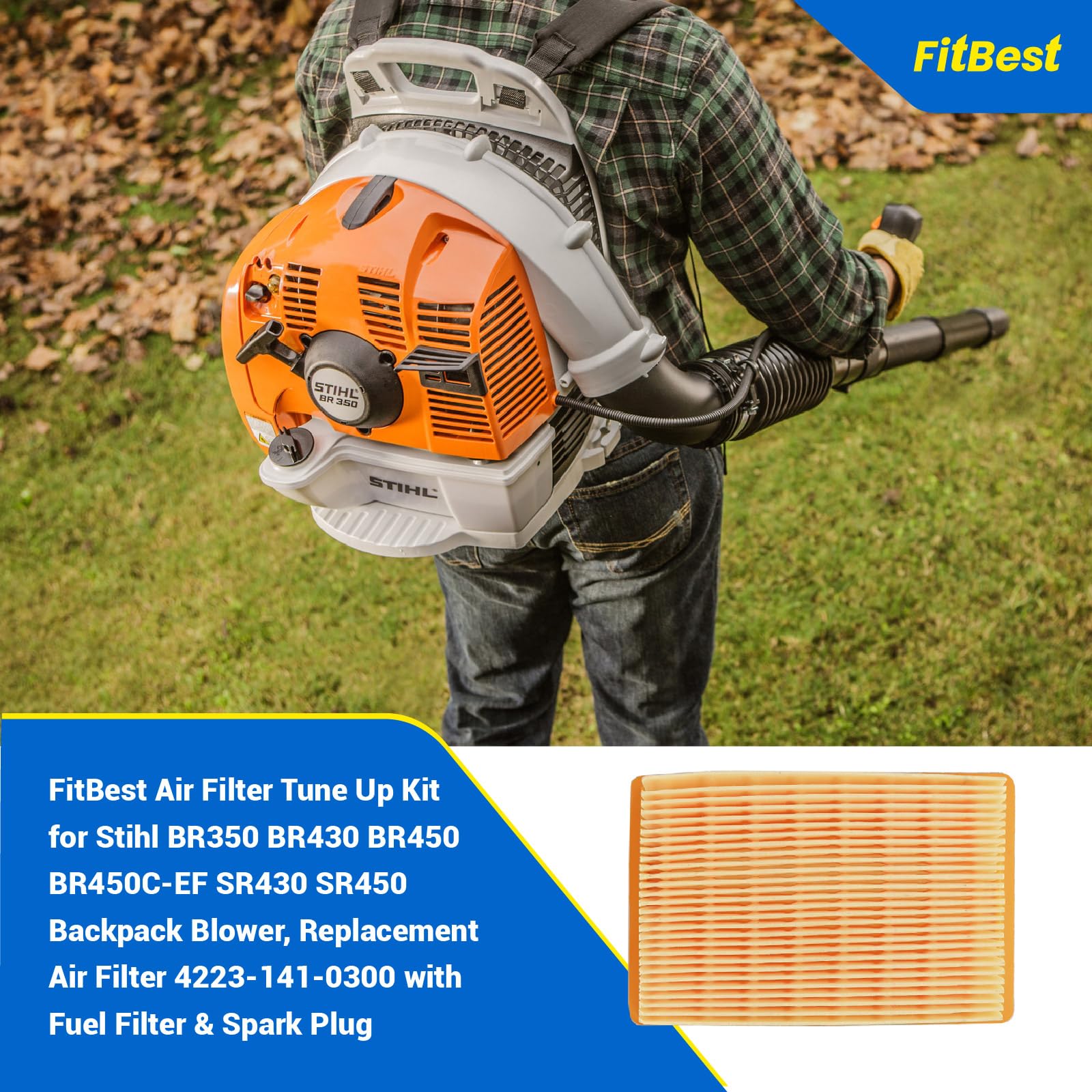 FitBest air filter close-up highlights OEM-grade filtration for clean air intake.