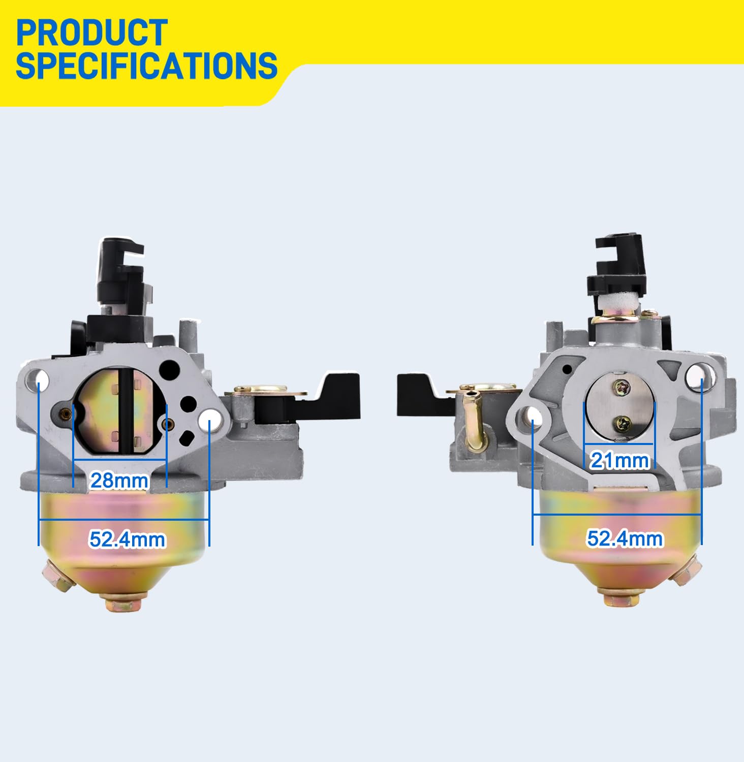 Wet-flow tested label on FitBest carburetor kit indicating quality testing