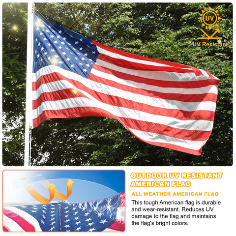 FITEAN 3x5ft flag wind resistance with reinforced stitching in gusty conditions