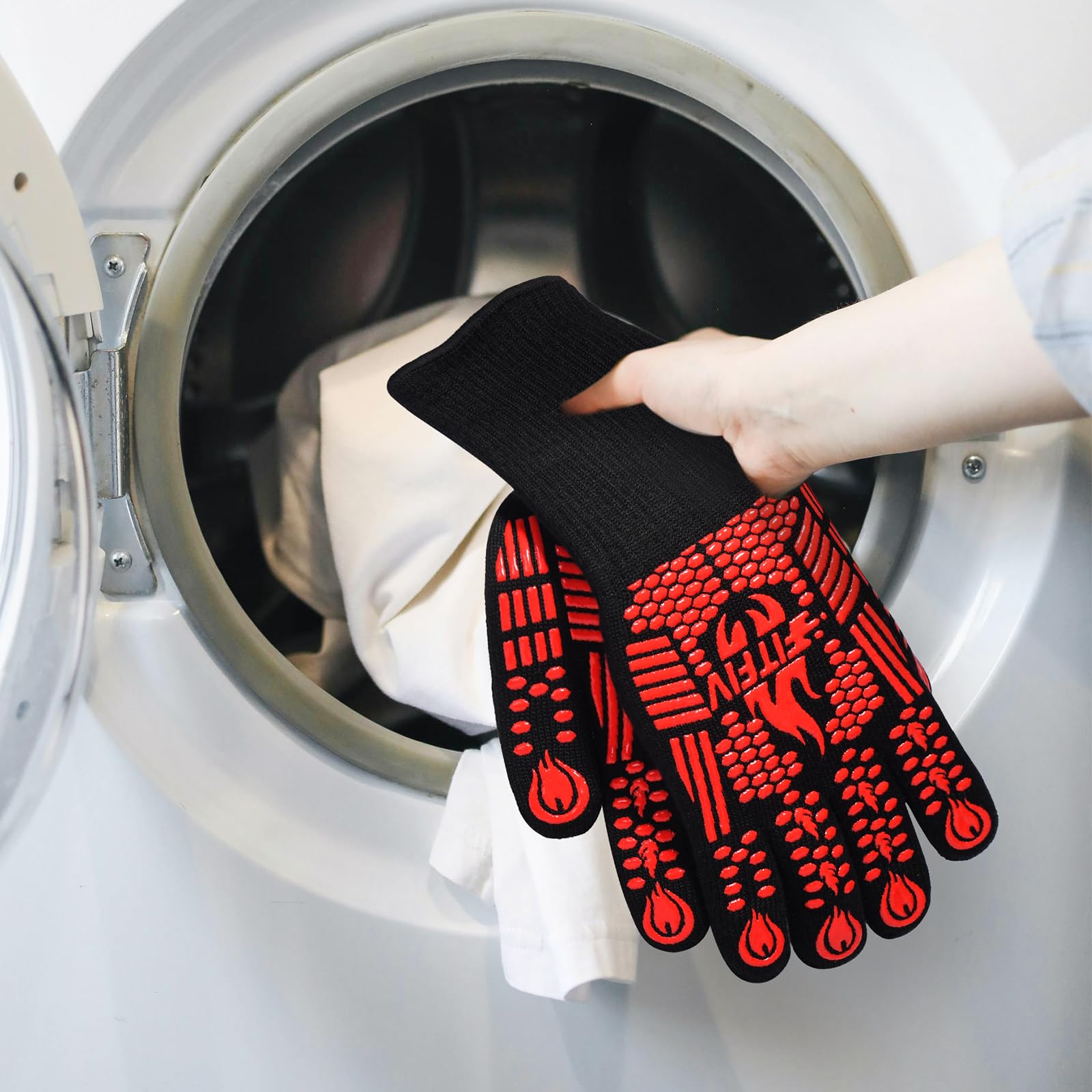 FITFIV BBQ Gloves provide full coverage from fingers to forearms for protection