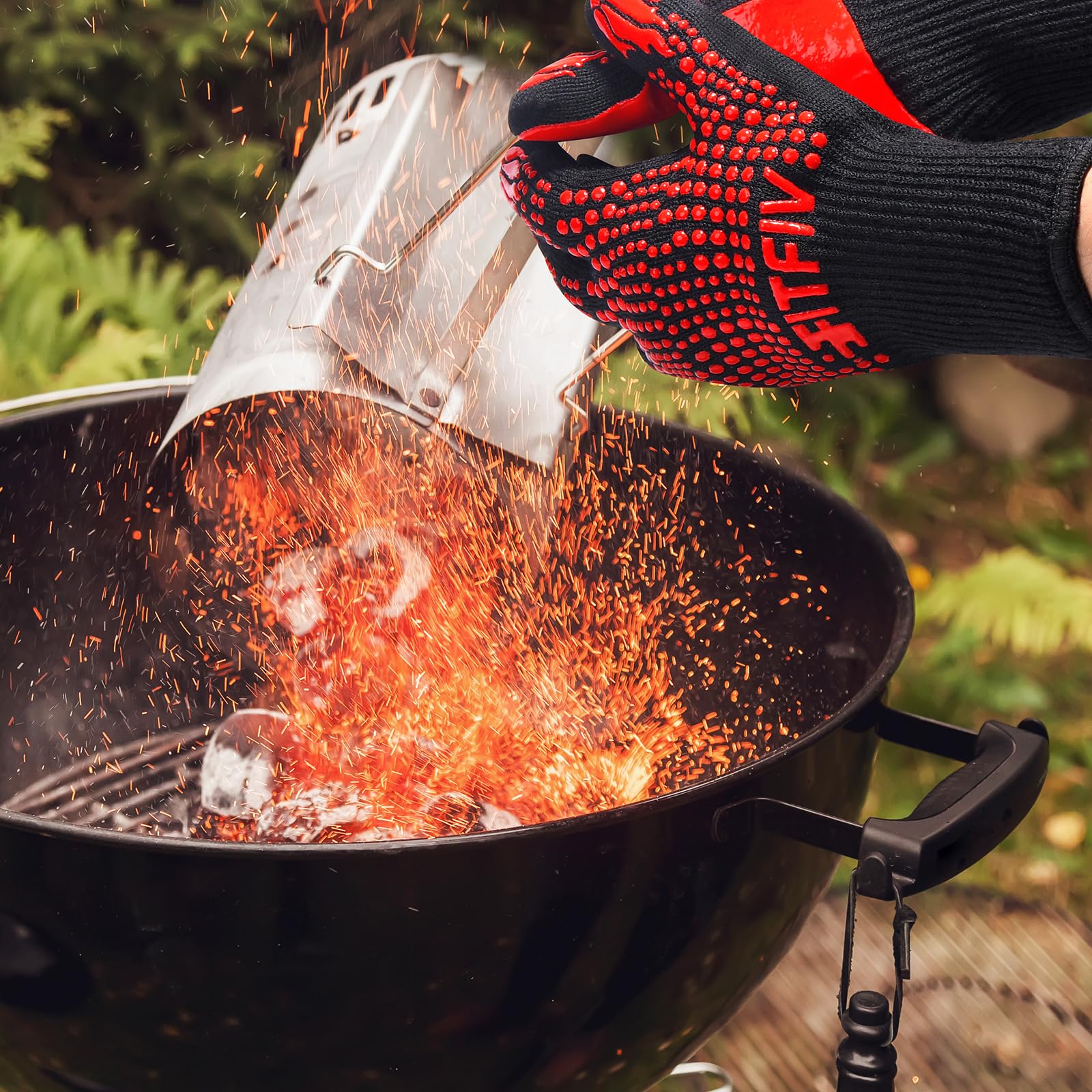 Close-up of grip-friendly silicone patterns on FITFIV gloves for safe handling