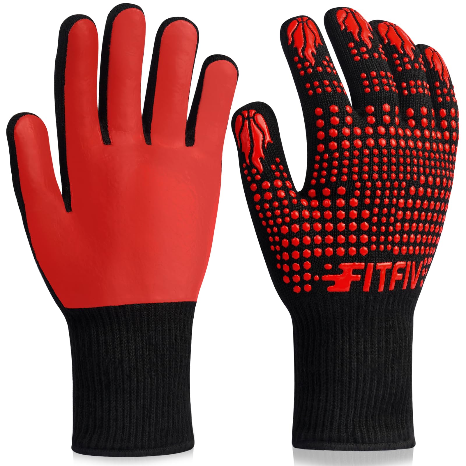 FITFIV BBQ Gloves showcase heat-resistant outer layer protecting hands during grilling