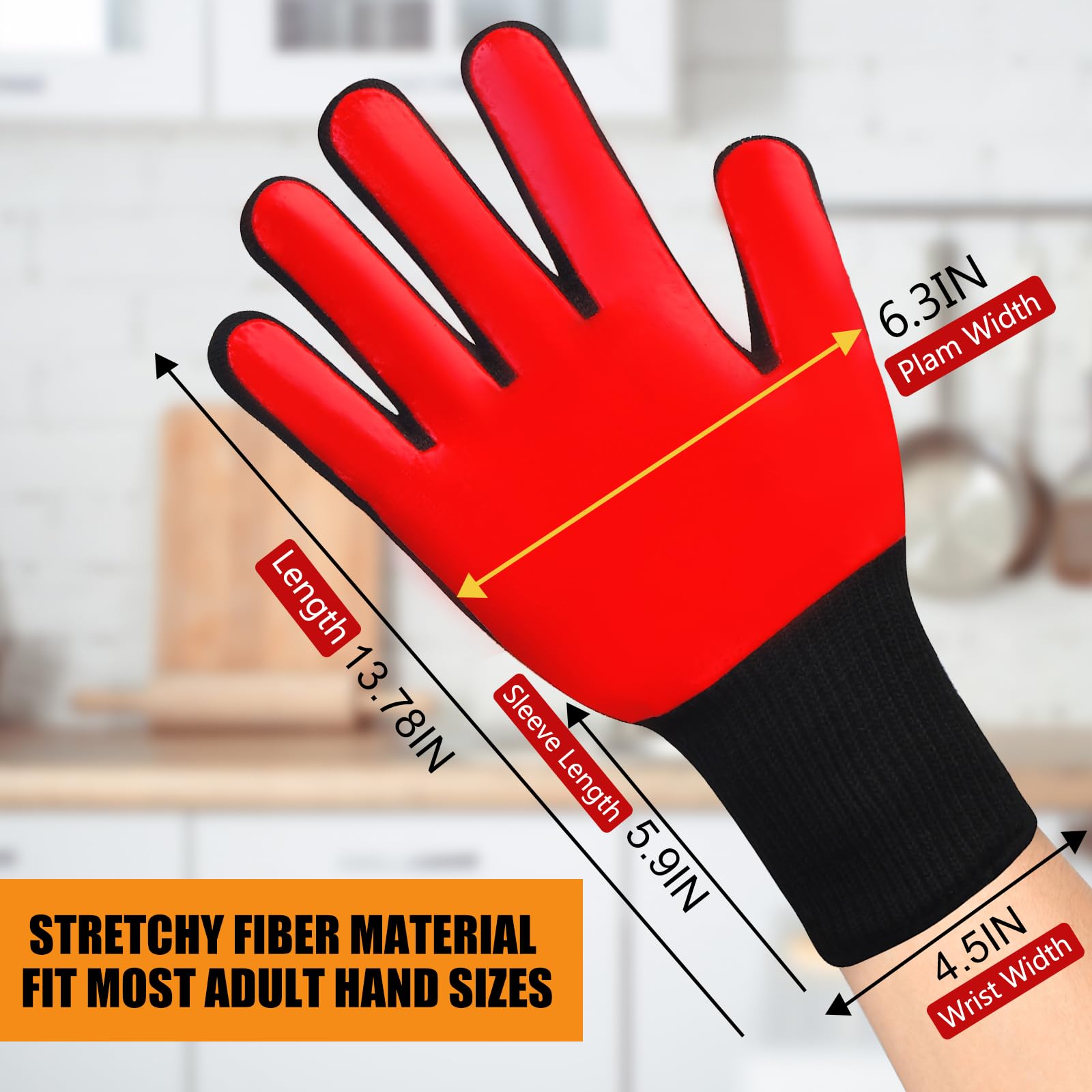 FITFIV BBQ Gloves with silicone non-slip pattern providing secure grip