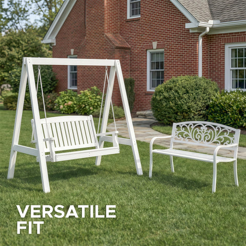 Fitfree outdoor bench cushion 48x16 inch beige on garden loveseat enhances comfort and outdoor styling.