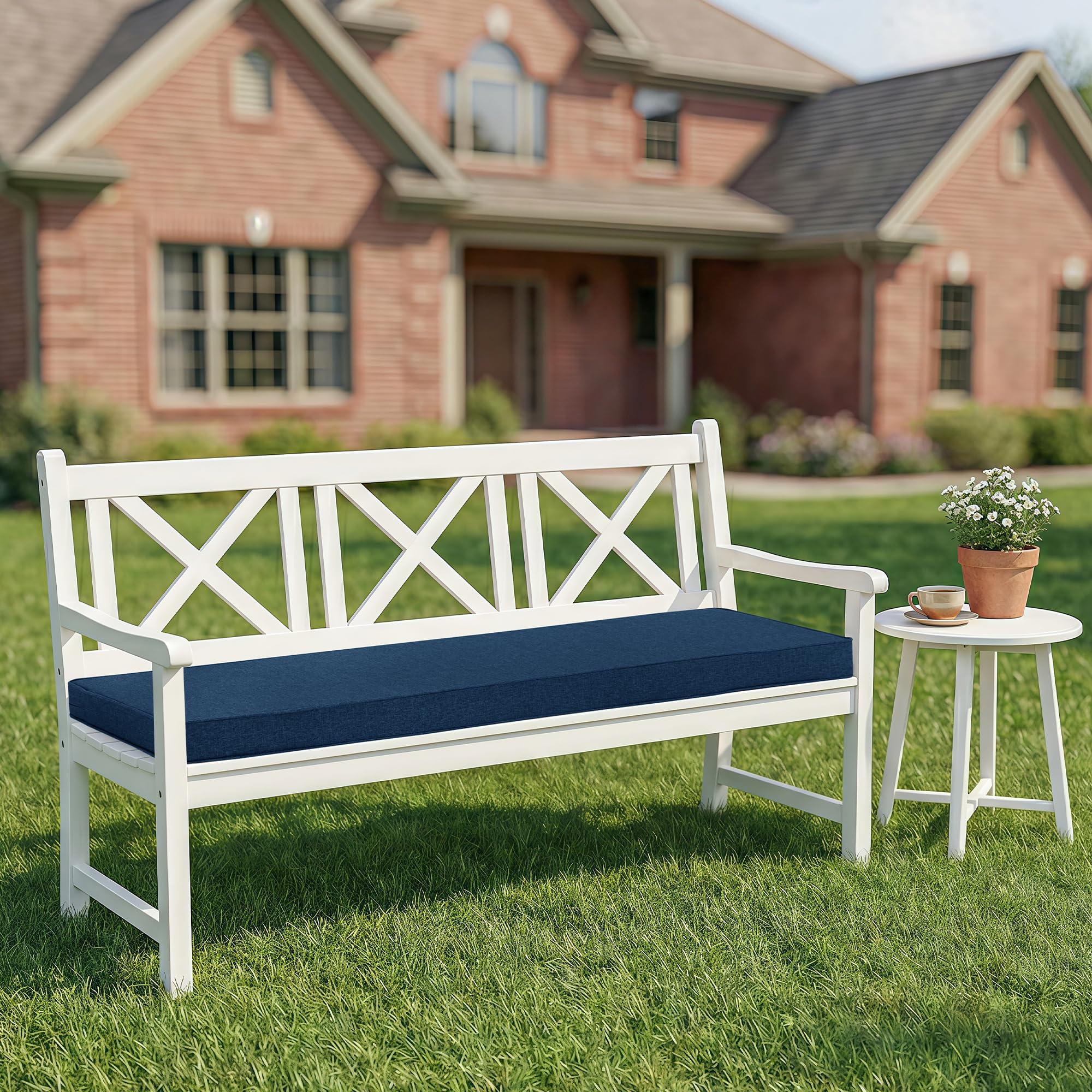 Fitfree outdoor bench cushion water-resistant fabric protects against light rain.