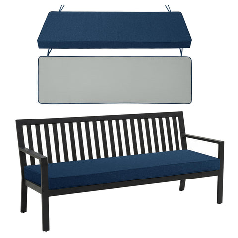 Fitfree navy outdoor bench cushion with water-resistant fabric for porch seating.