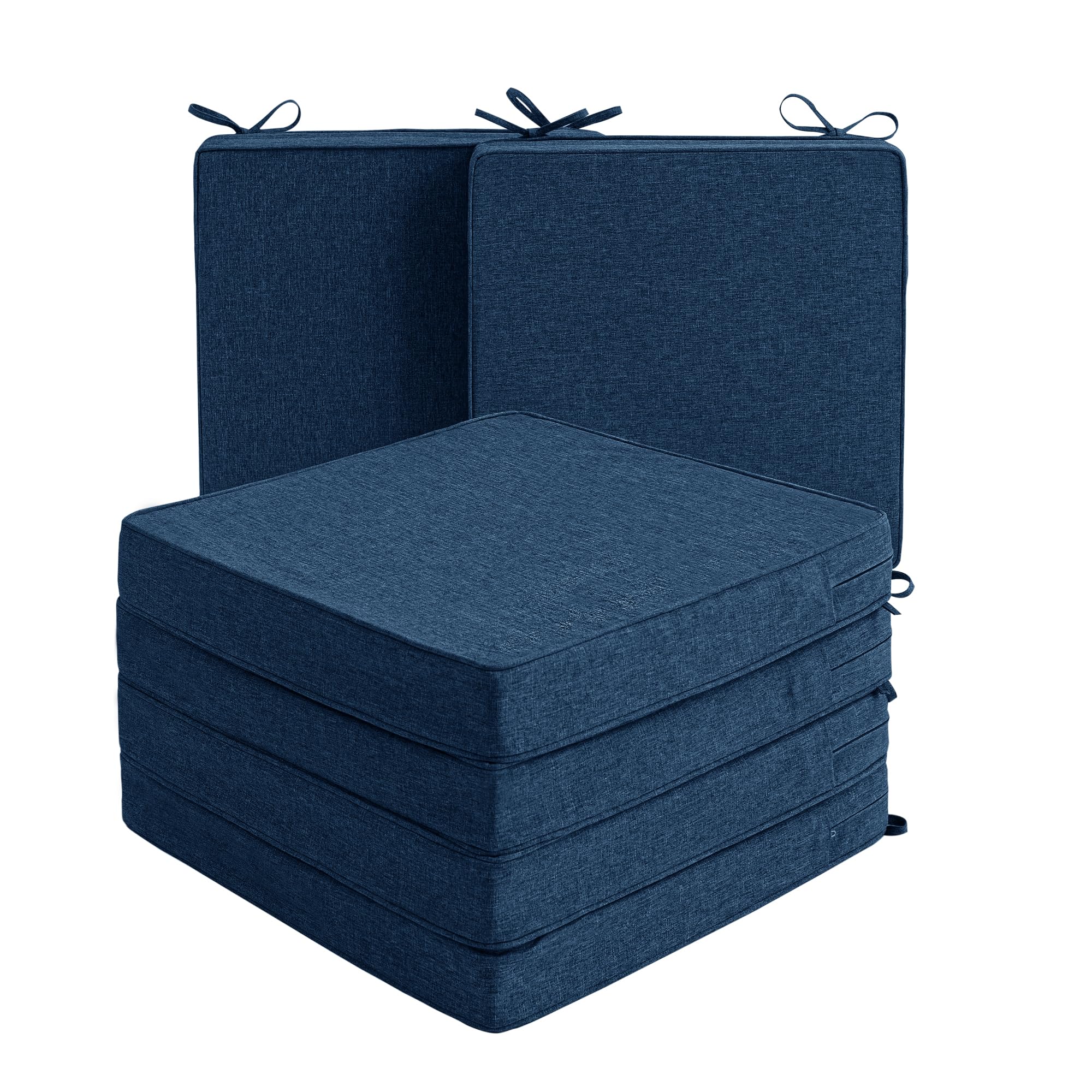 Fitfree navy water-resistant outdoor chair cushion protects furniture from rain and sun