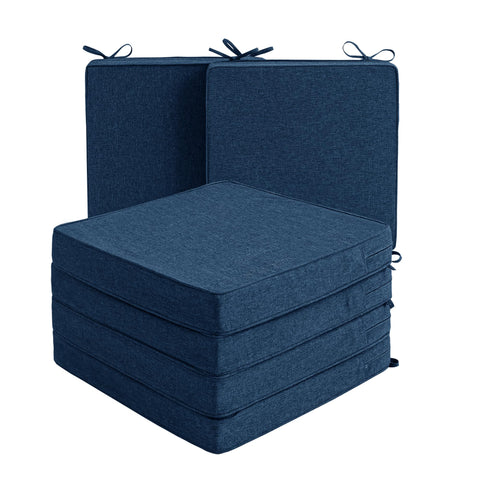 Fitfree navy water-resistant outdoor chair cushion protects furniture from rain and sun