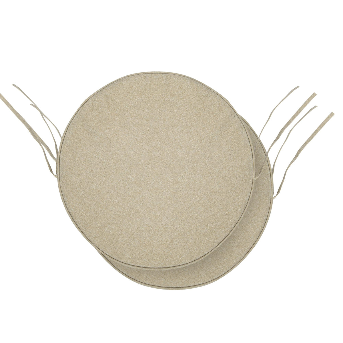 Fitfree outdoor round chair cushions 15-inch natural front view; all-weather comfort for porch seating.