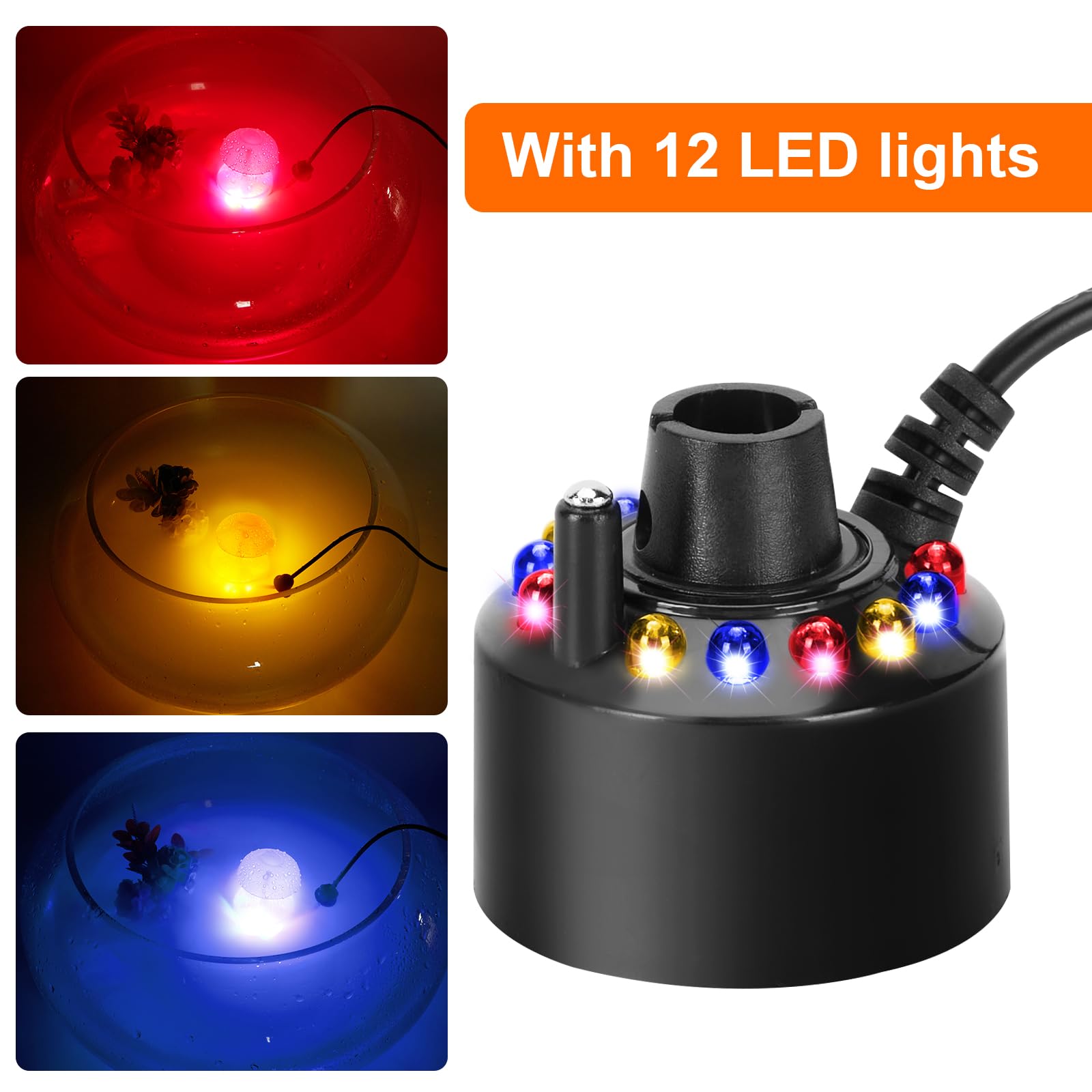 FITNATE Mist Maker 12 LED lights create dreamy garden ambiance