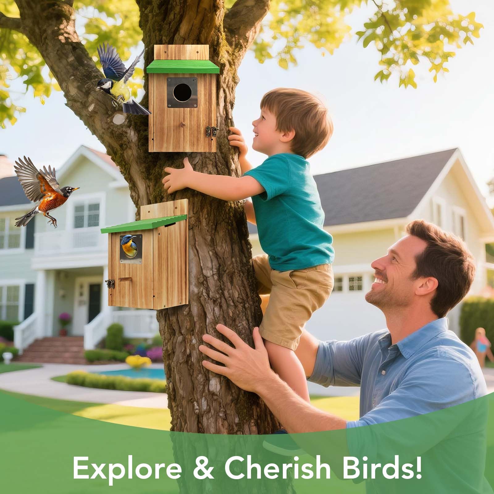 Fitraho bluebird house assembly shown with a screwdriver.