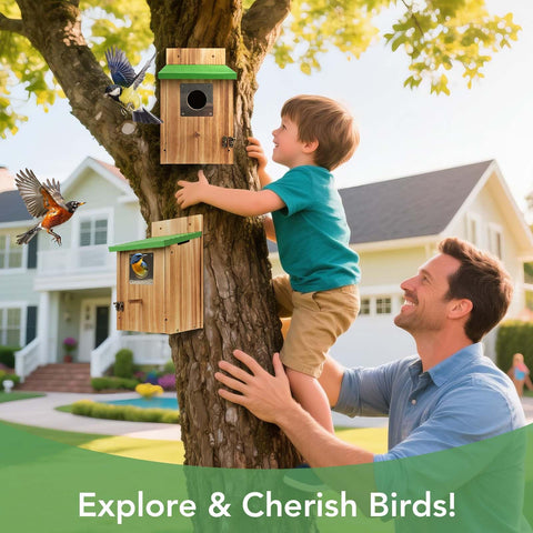 Fitraho bluebird house assembly shown with a screwdriver.