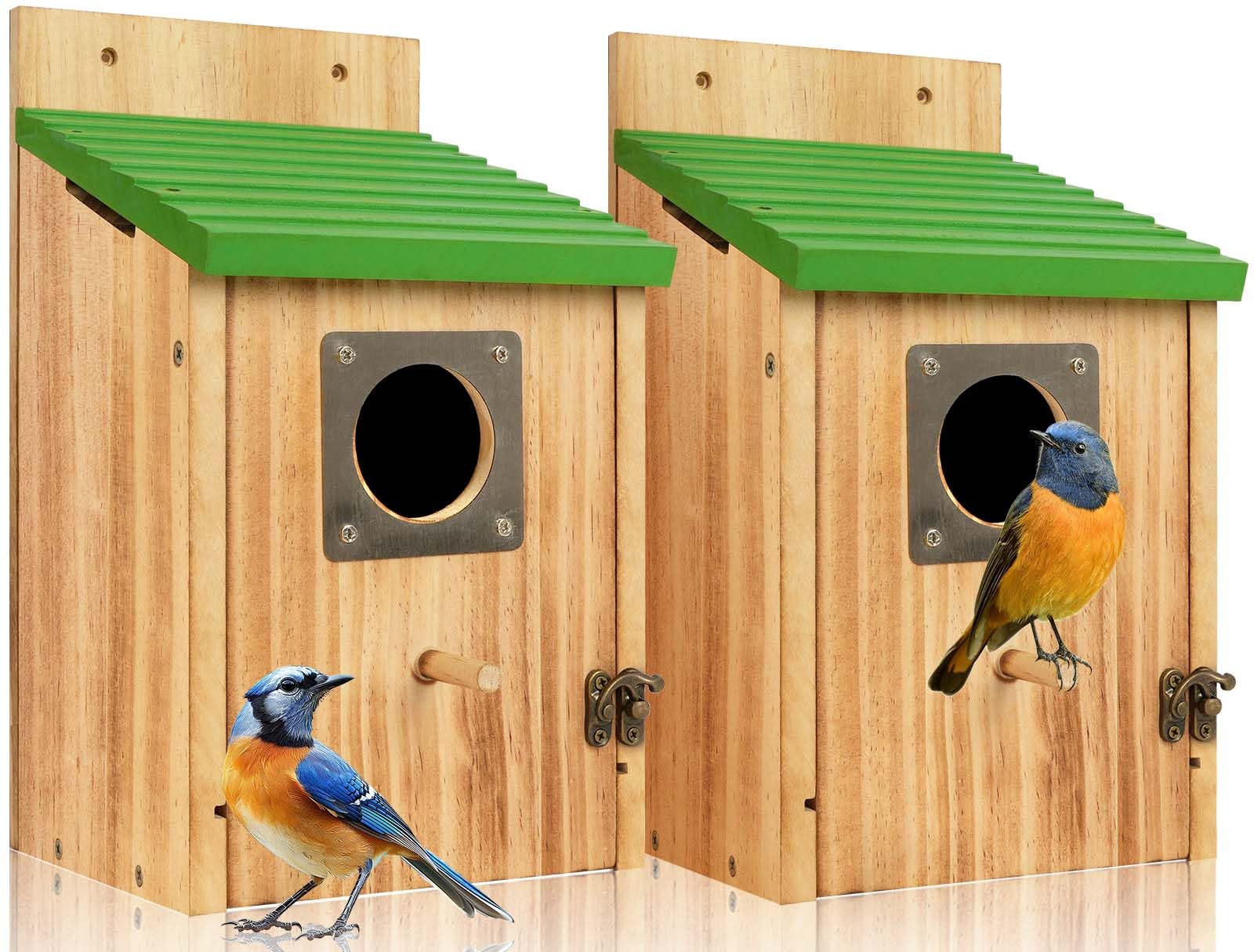 Fitraho cedar bluebird house front view for durable outdoor nesting.