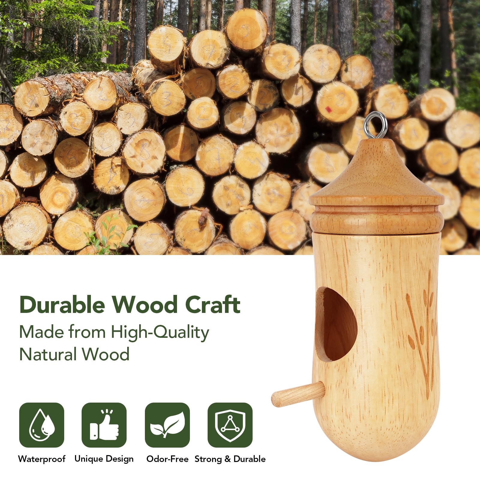 Fitraho hummingbird house hanging string enables easy outdoor installation.